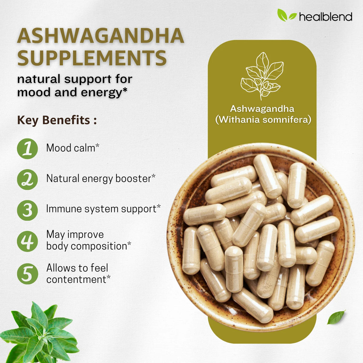 Organic Ashwagandha Supplement 1300mg with Black Pepper Extract Y538899