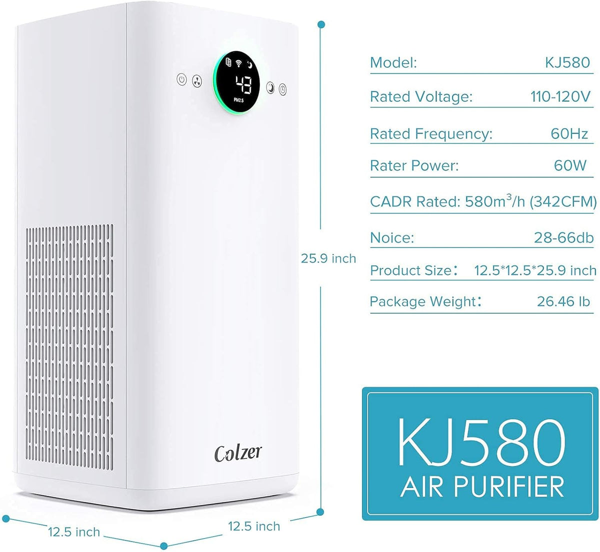 Ultra Quiet 360° HEPA Activated Carbon Air Purifier W124