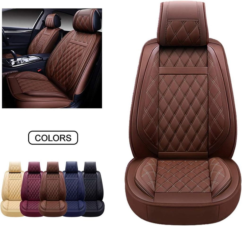 Brown Faux Leatherette Car Seat Covers Set L993920
