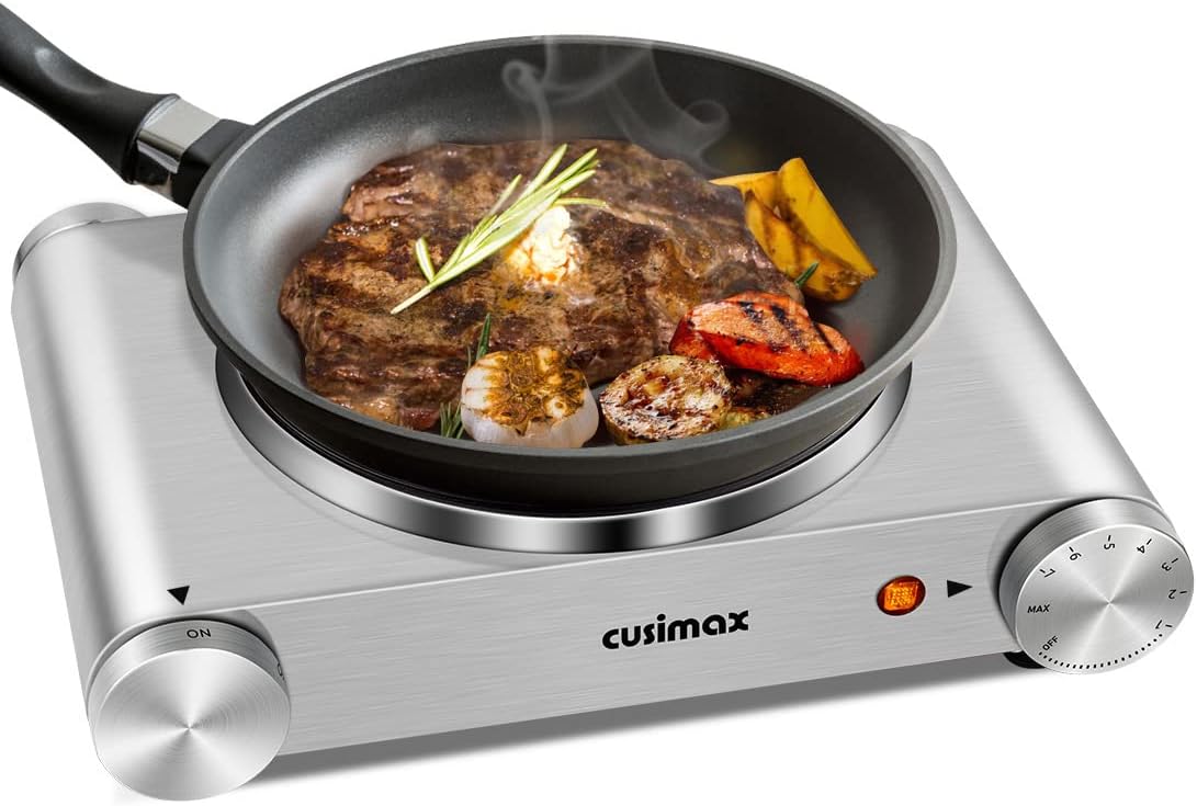 Electric Burner Hot Plate with Adjustable Temperature Control, Stainless Steel R698