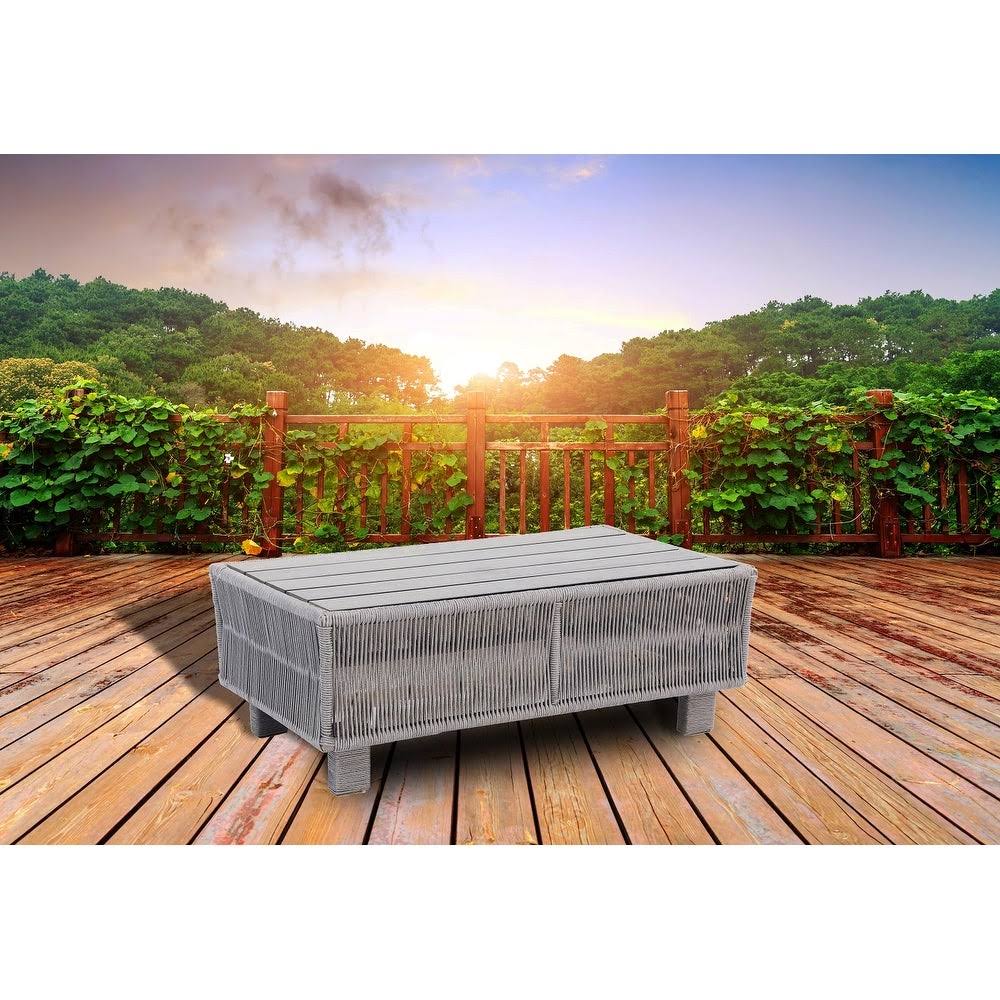 Grey Aluminum Roped Outdoor Patio Coffee Table R161297