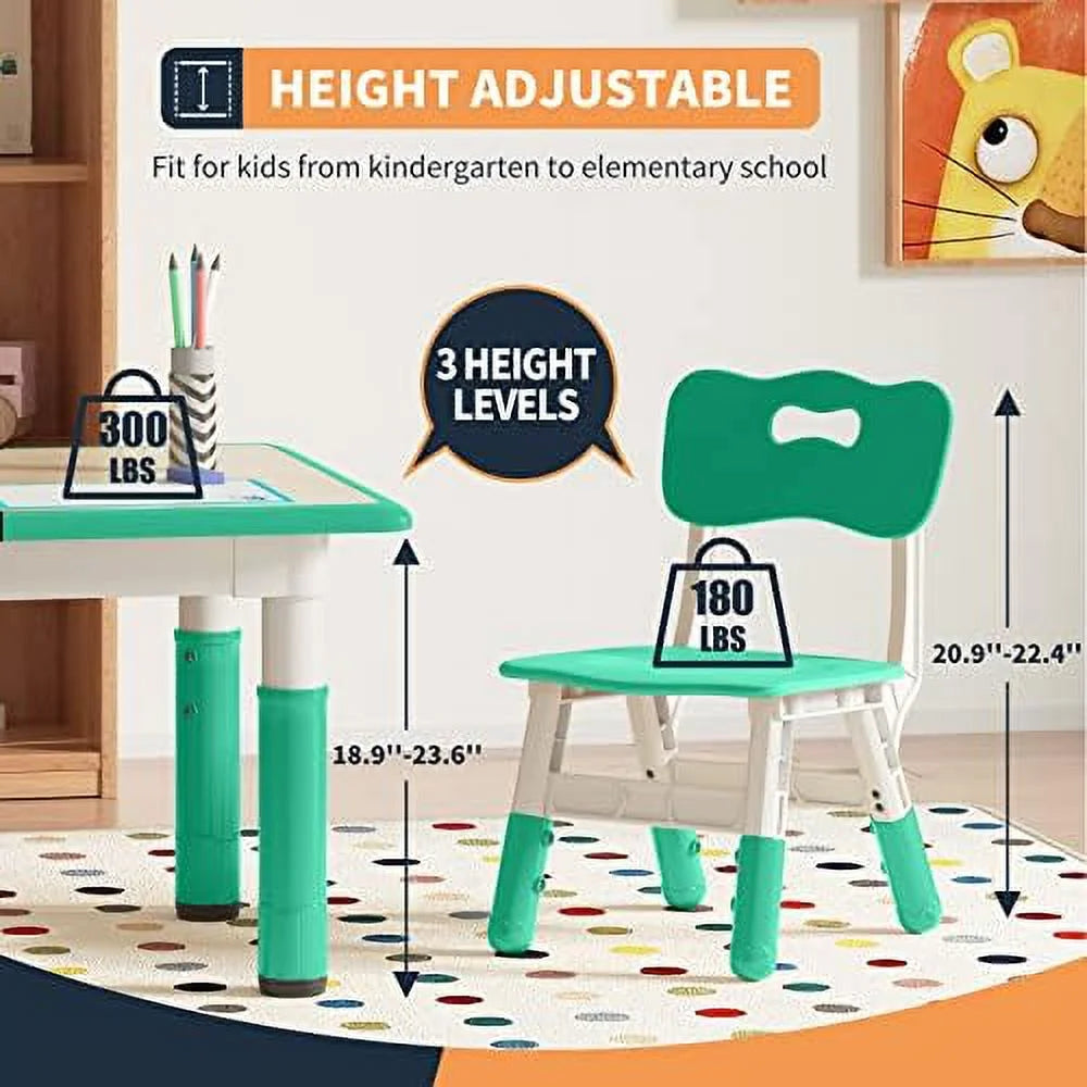 Height Adjustable Toddler Table and 4 Chairs Set J230422