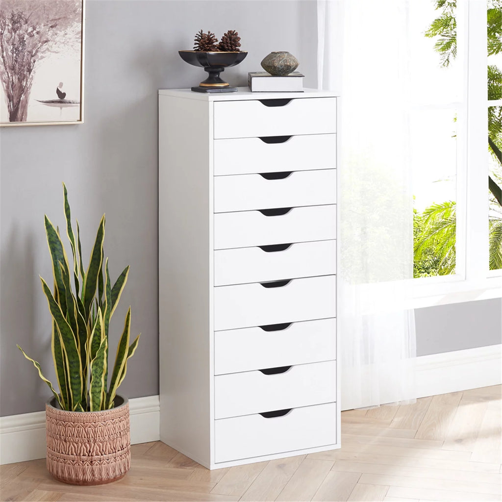 White 5 Drawer Storage Cabinet with Shelf H203