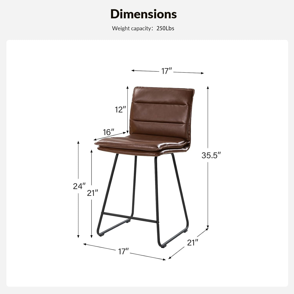 Faux Leather Bar Stools Set Of 4 With Metal Base & Footrest, Armless Bar Chairs Q28818
