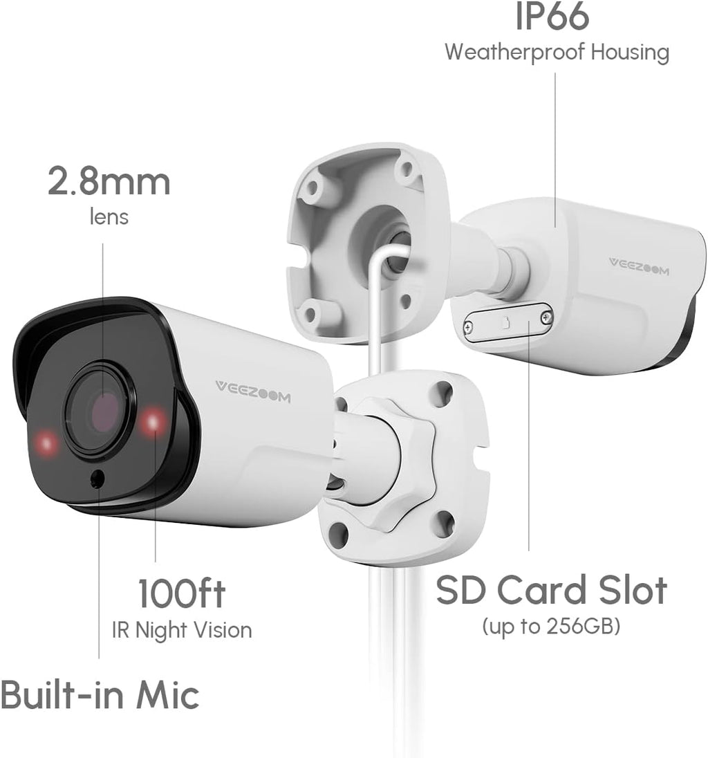 5MP PoE Security Camera (Pack of 2) with 59ft Ethernet Cables N341201