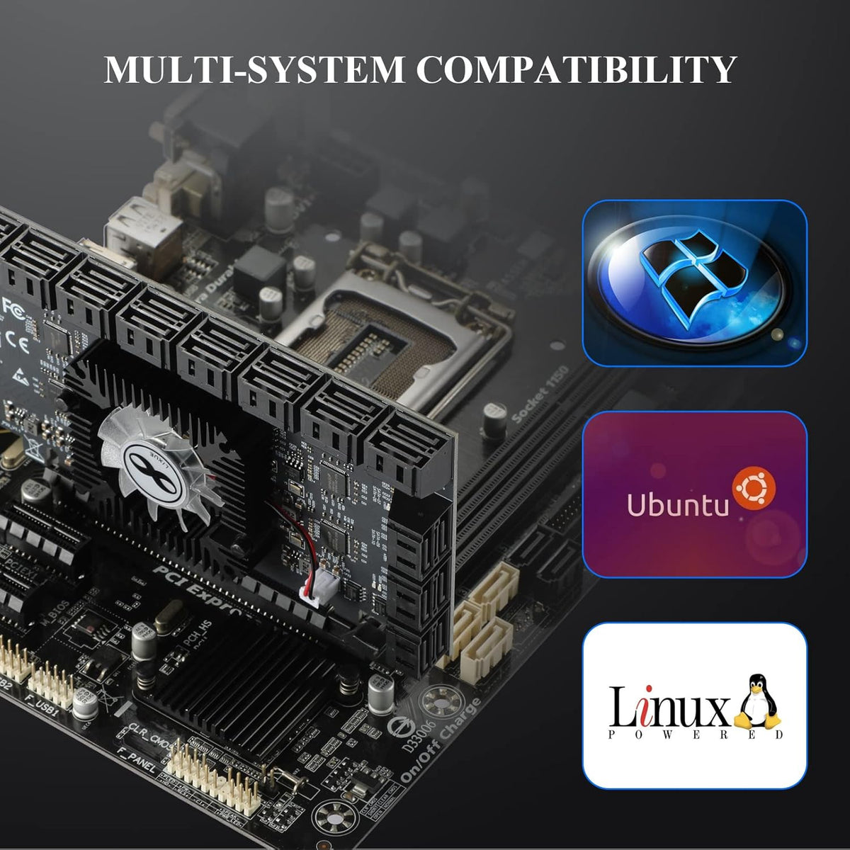 PCIE 16X SATA Card 24 Ports, 6 Gbit/s SATA 3.0 PCIe Card G982670
