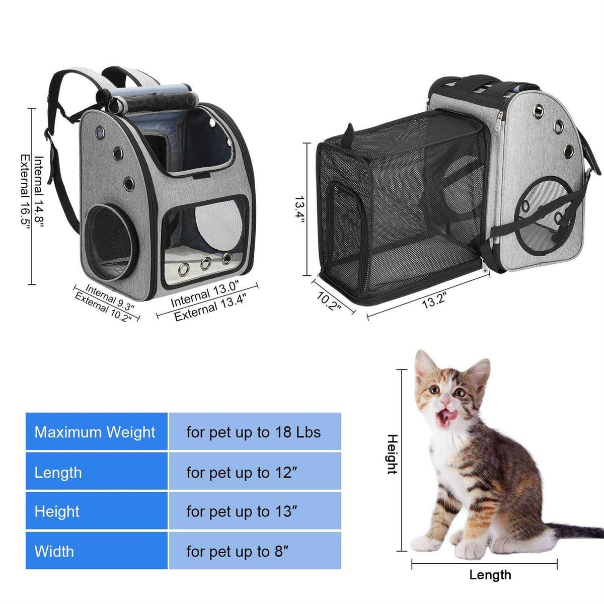 Expandable Pet Carrier Backpack F6468