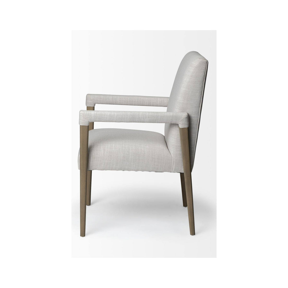 Cream Fabric Brown Wood Frame Dining Chair G4154