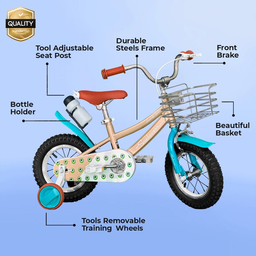12 Inch Kids Bike with Training Wheels & Basket Z896