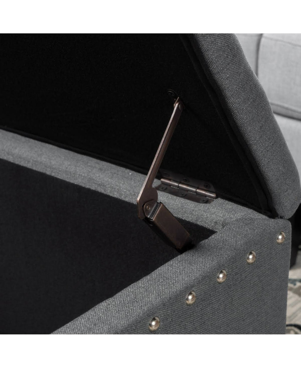 Gray Studded Storage Bench J65933
