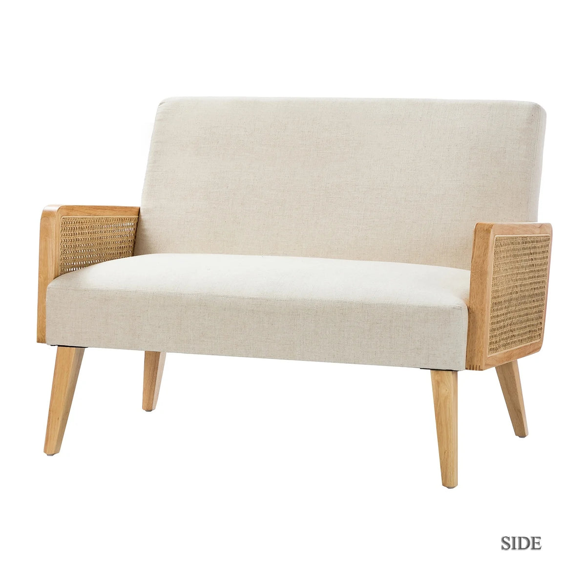 43" Solid Wood Upholstered Loveseat with Rattan Arms S8002