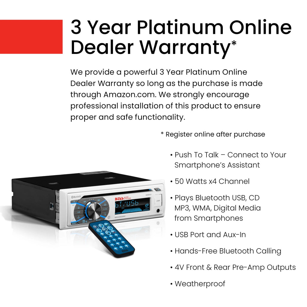 Marine Receiver, Bluetooth, CD, USB, AM/FM, Aux-in O97840