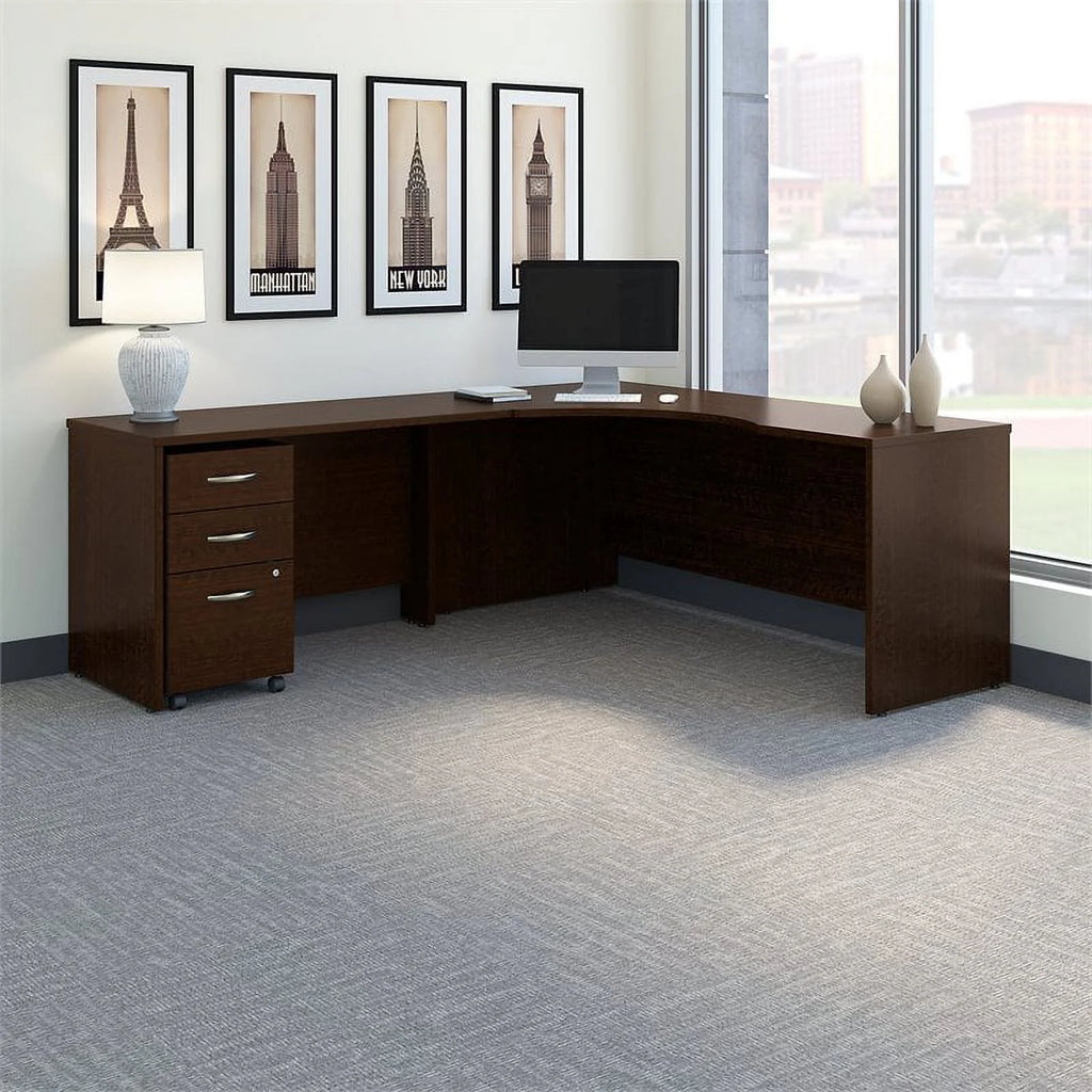72"W Left Hand Corner Desk with Return and Mobile Cabinet T800939
