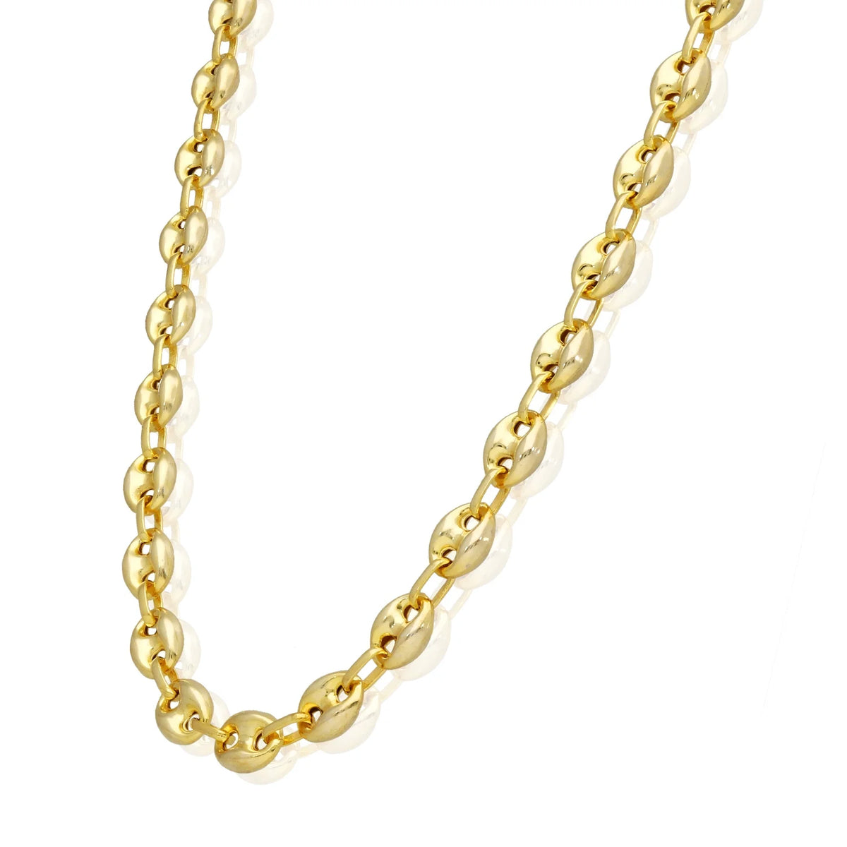 18K Yellow Gold Over Silver 8mm Anchor Chain Necklace 16"-24" J17267