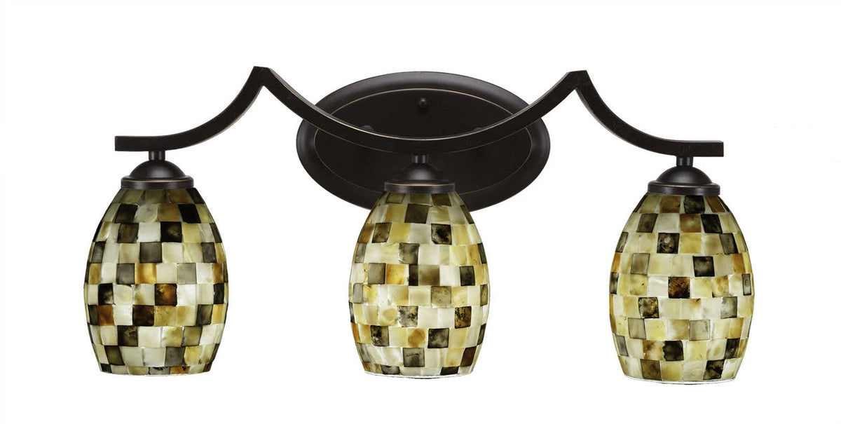 Three Light Bath Bar with Seashell Glass M864502