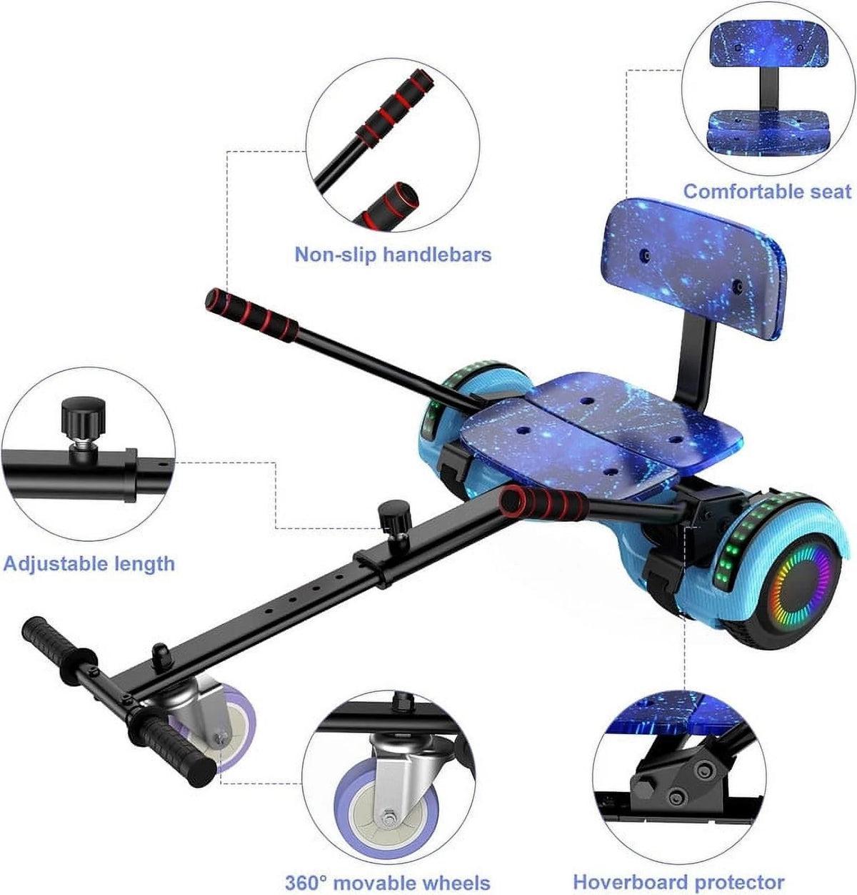 6.5 inch Hoverboard with Seat and Bluetooth Speaker I58027