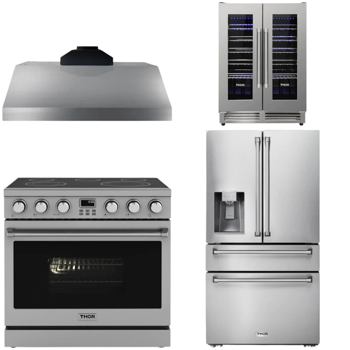 36 Electric Range, Range Hood, Refrigerator and Wine Cooler S583