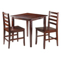 3-Pc Walnut Finish Dining Set Table & 2 Ladder Back Chairs M4298