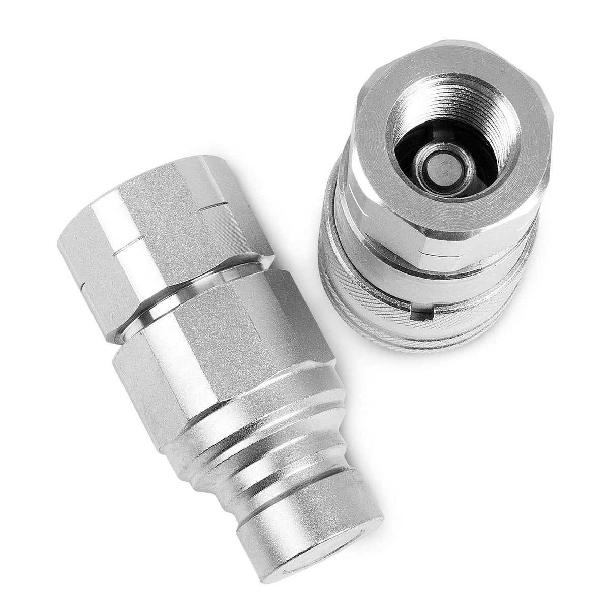 1/2" NPT Flat Face Hydraulic Quick Connect Couplers Set with Dust Caps B83664