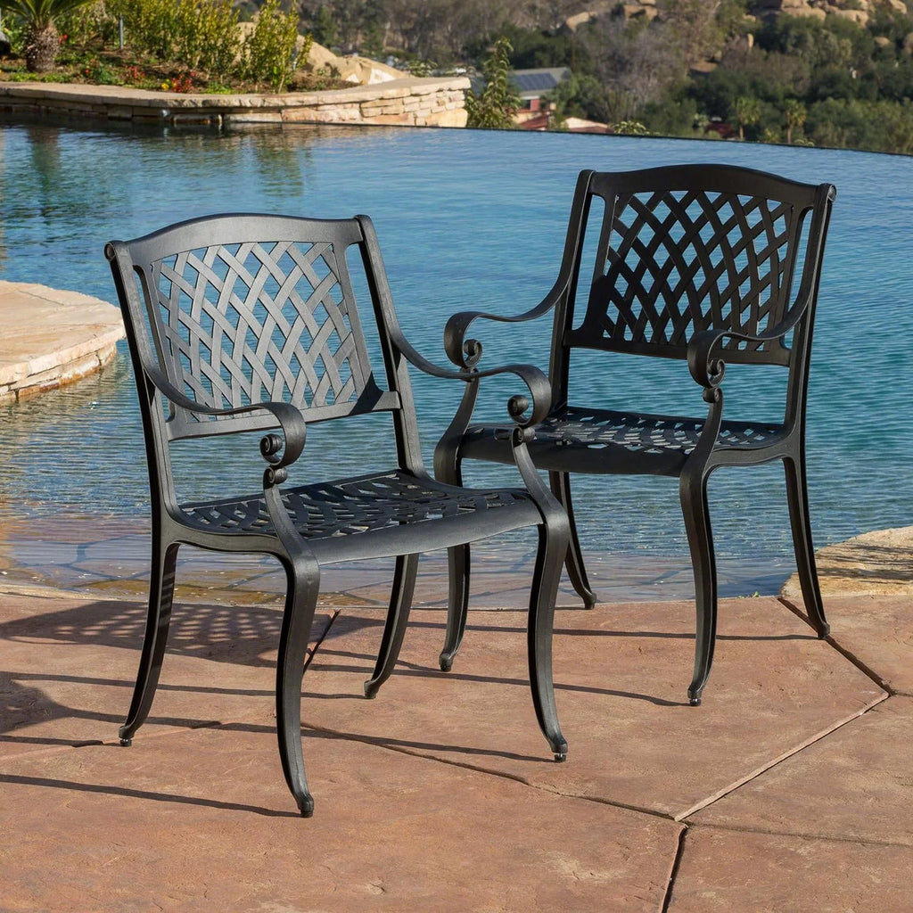Cast Aluminum Chairs, 2-Pcs Set, Antique Matte Black M250