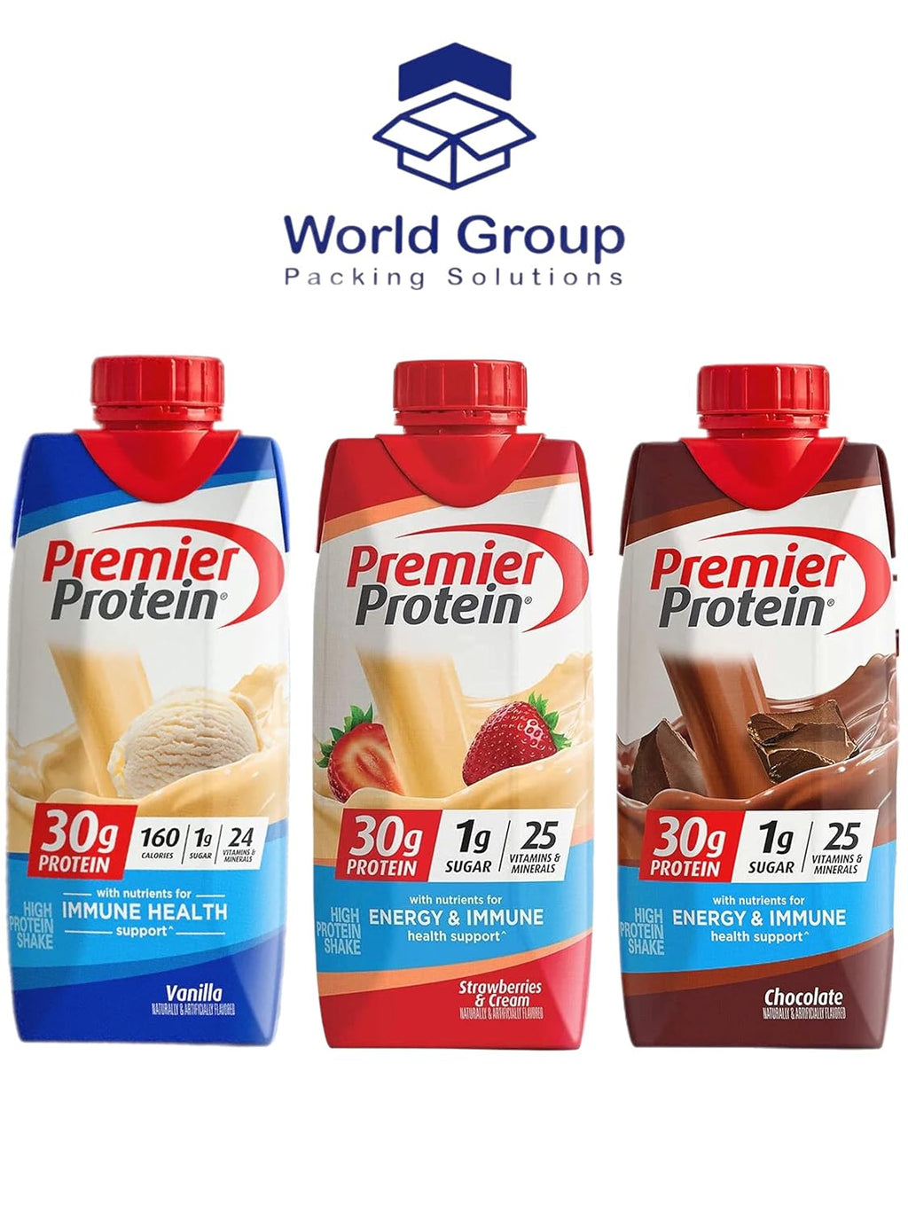 Strawberry Cream, Chocolate, and Vanilla Variety 11 Fl oz 12pk Protein Shake C98248