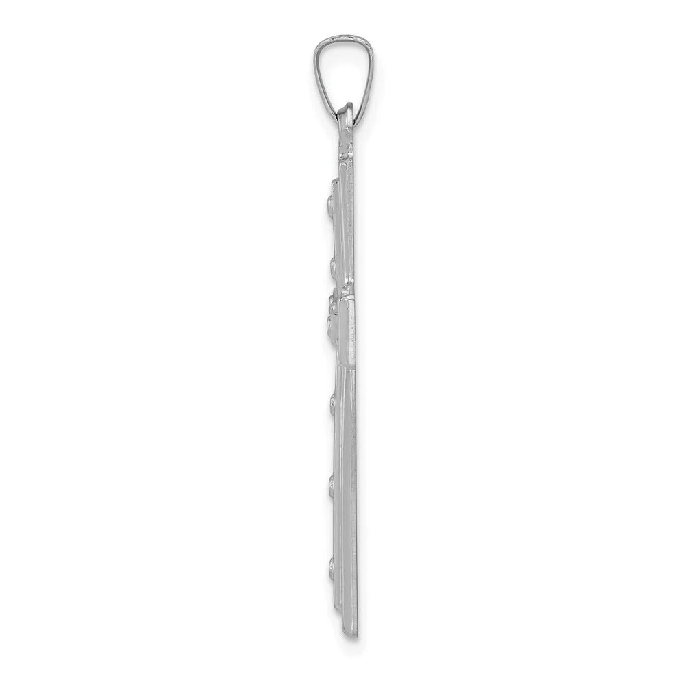14k White Gold Polished and Satin Cross Pendant A42011