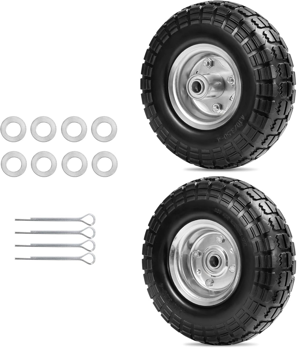 4.10/3.50-4 Flat-Free Solid Tires and Wheels with 5/8" Bearings 2-Pack V956