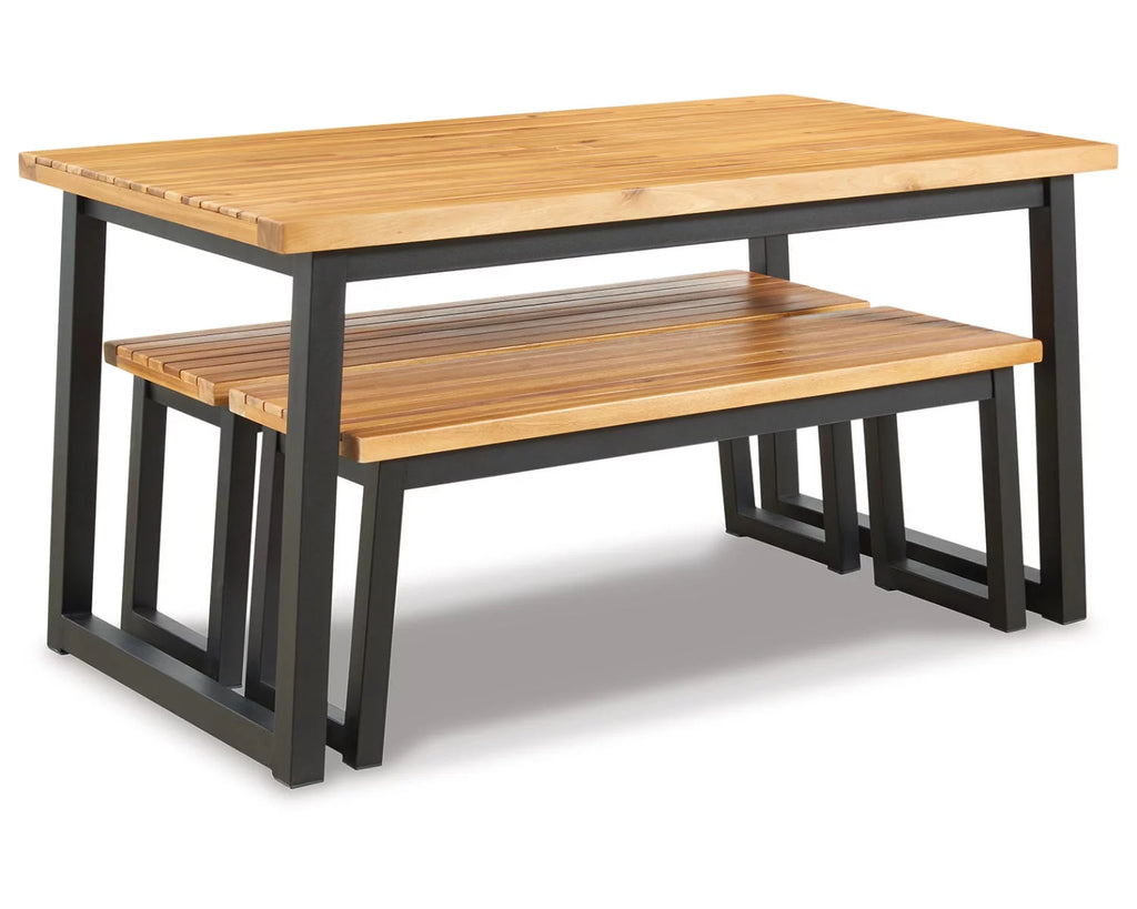 Outdoor Dining Table Set (Set of 3) Brown/Black M531179