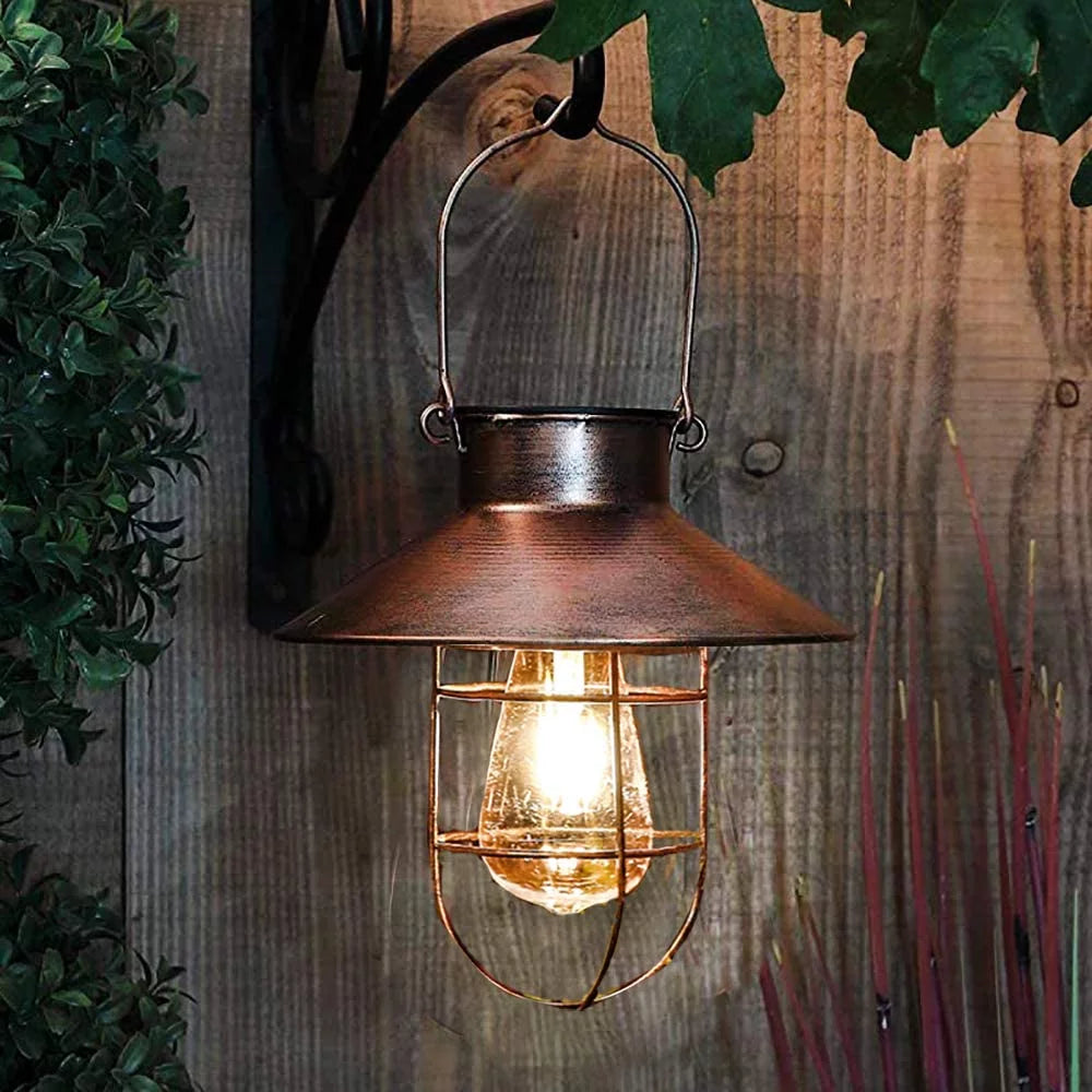 Metal Hanging Solar Lantern Waterproof with Edison Bulb F725