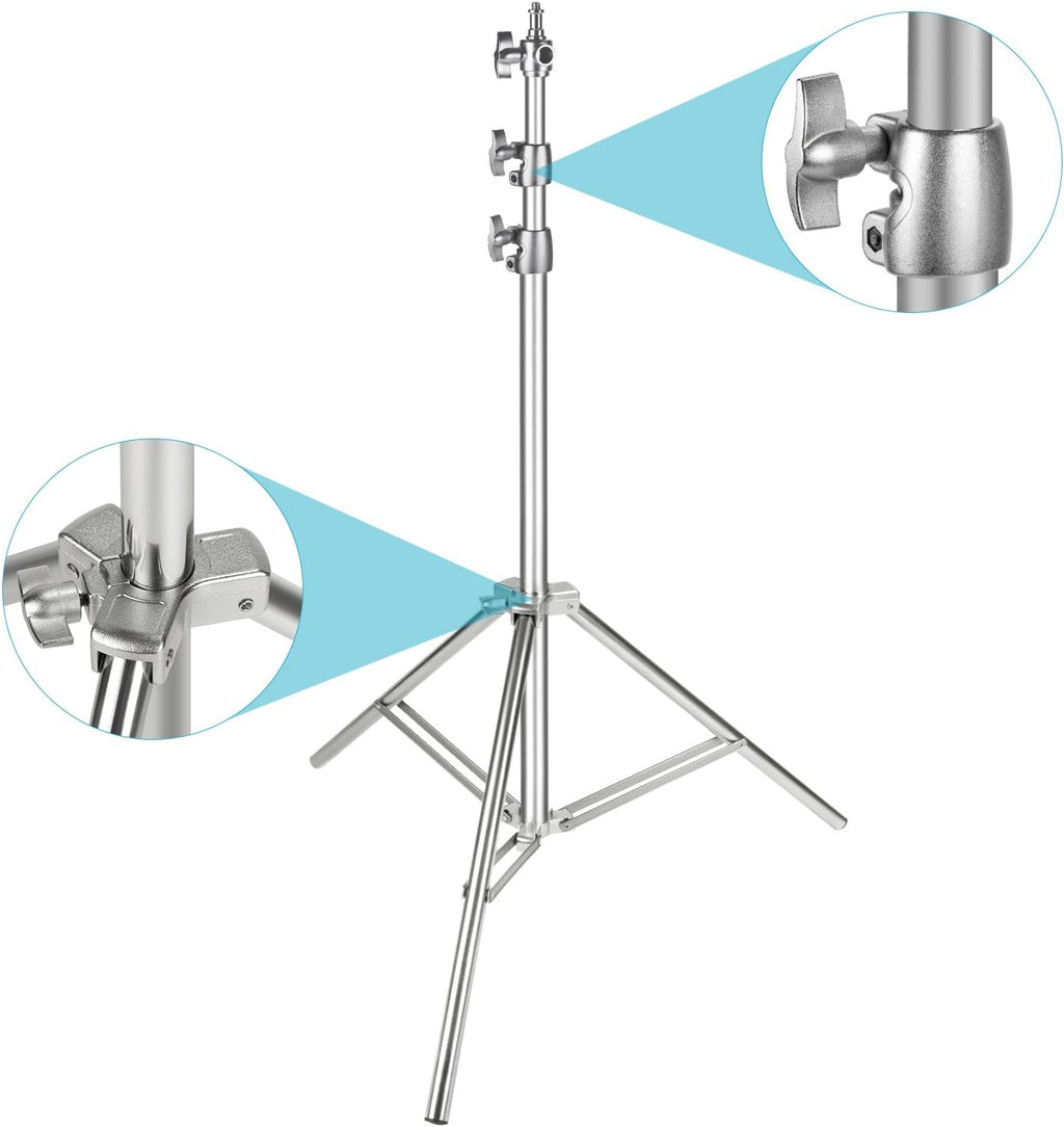 Stainless Steel Light Stand Silver 79 inches Foldable Heavy Duty Stand Pack of 2 U7138