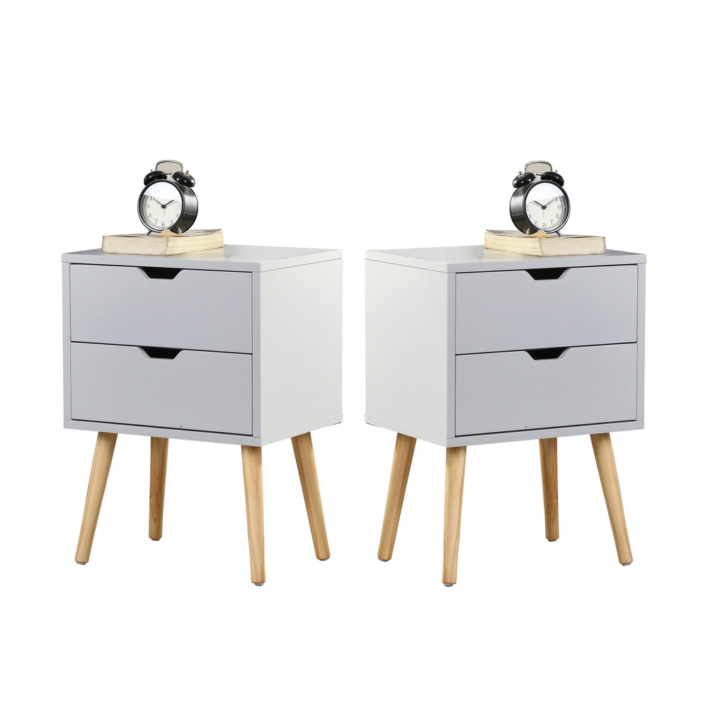 22'' High Double Drawers Nightstand Set of 2 Antique White M810