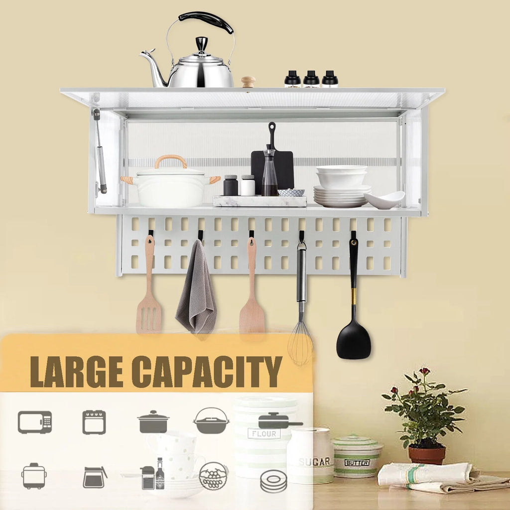 Wall-Mounted Cabinet with Storage Shelf White Translucent F6989