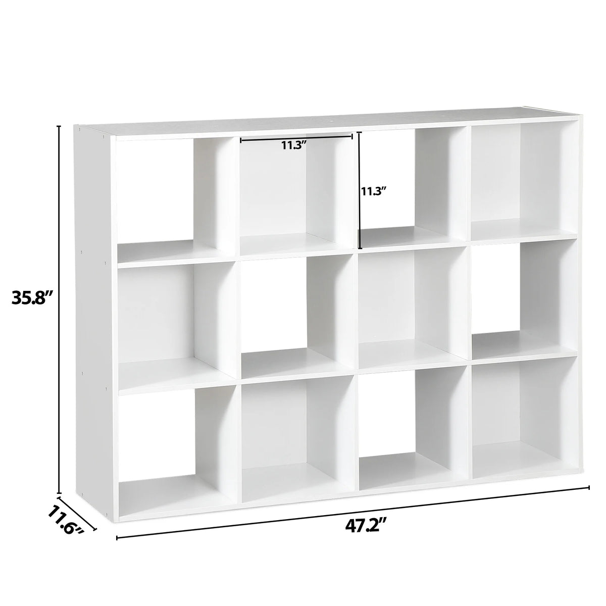 White 12 Cube Wood Storage Organizer A7033