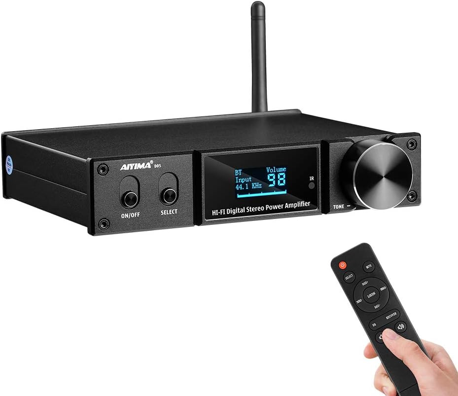 Bluetooth 5.0 Power Amplifier 120Wx2 Stereo 2.1 CH Class D Amp with Remote Pack of 2 F339