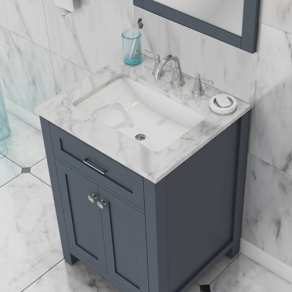 24 in. Single Gray Bathroom Vanity with Carrera Marble Top E31933