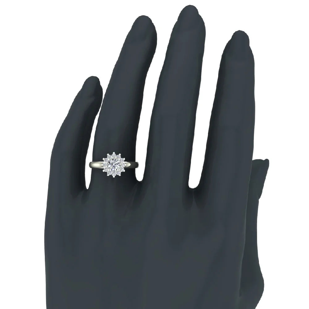 18K Gold Floral Halo Engagement Ring T997