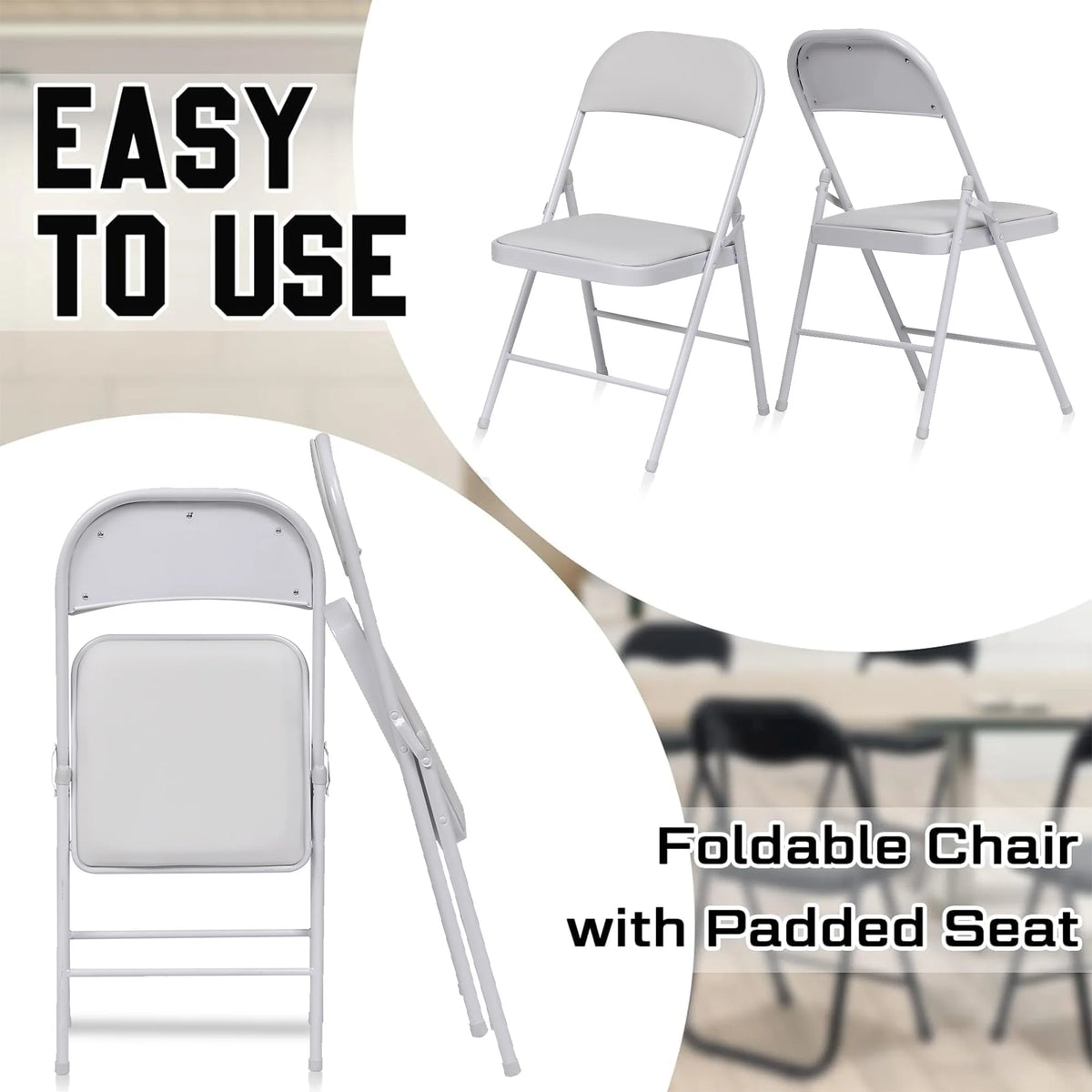 White Folding Metal Stool 6 Pack X705162