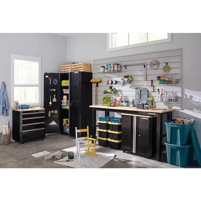 24-Gauge Steel 2-Door Garage Base Cabinet in Black D62966