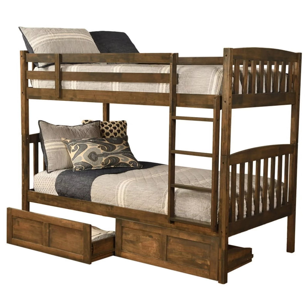 Twin Wood Bunk Bed with Storage Drawers I304129