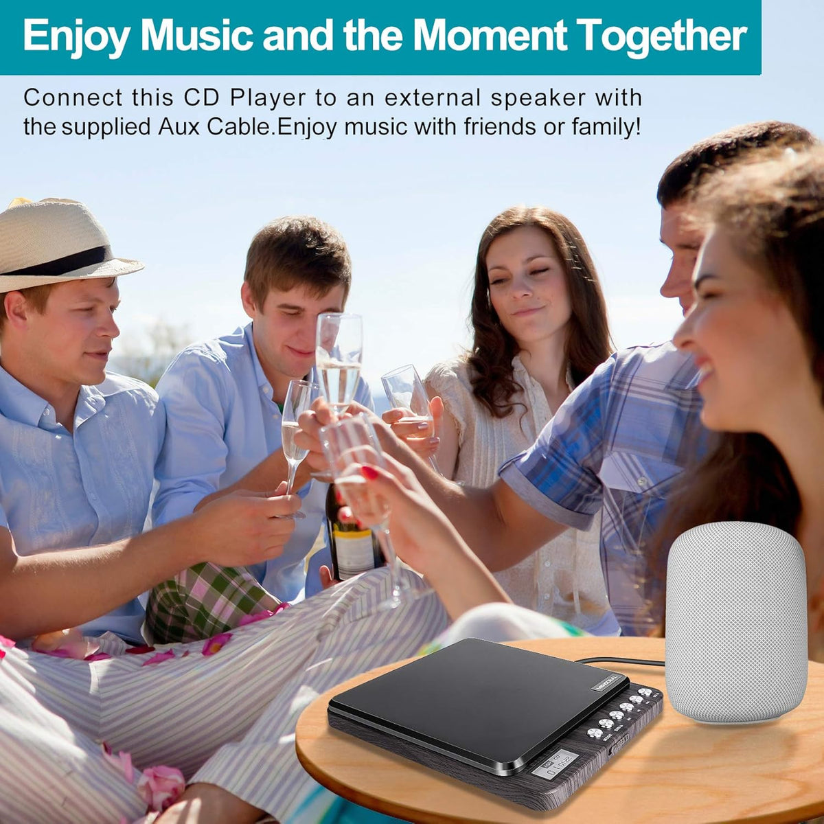 Portable Rechargeable CD Player with Dual Headphones Jack, Dark Brown, Pack of 2 Z587