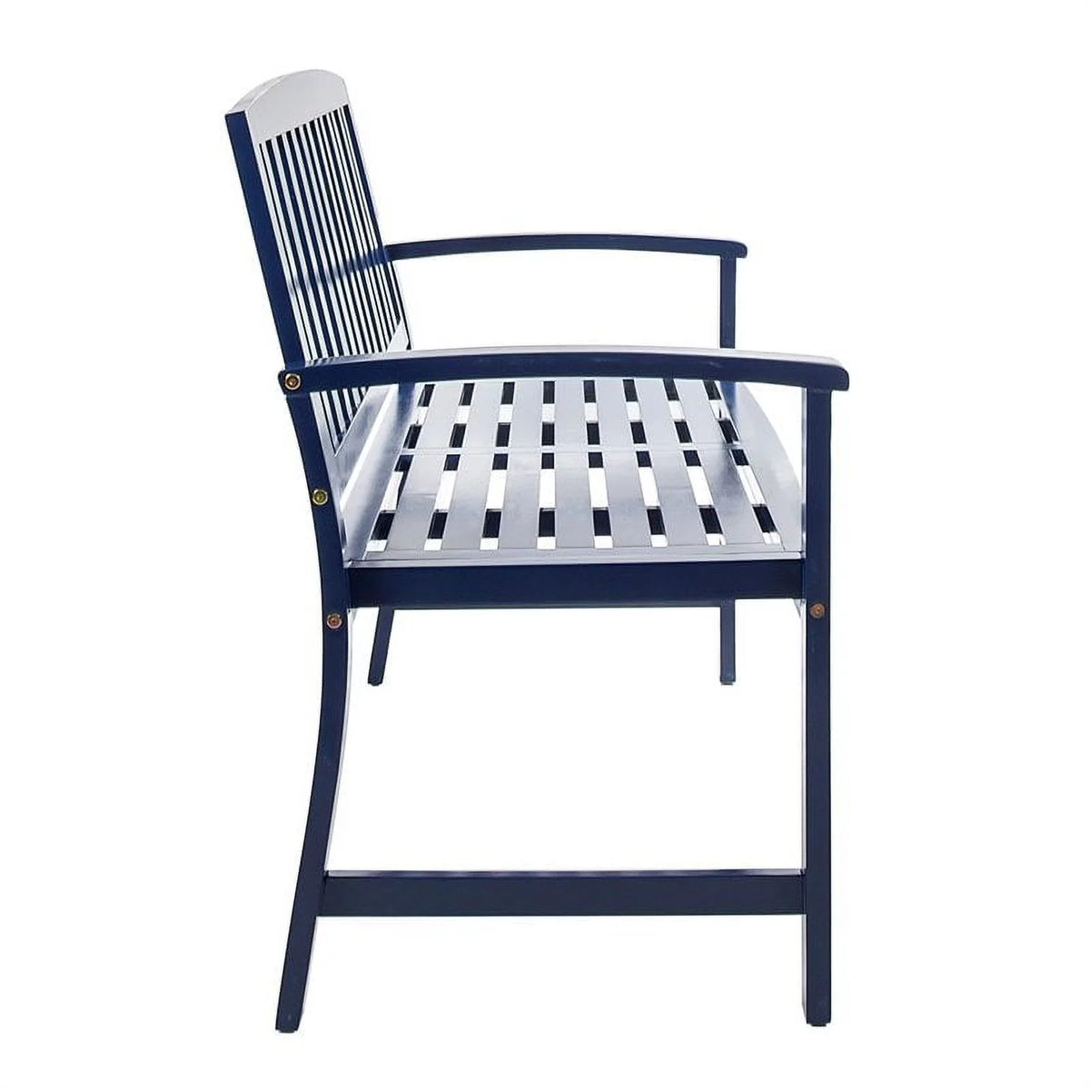 Navy Blue Acacia Wood Outdoor Bench U440816
