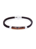 Sterling Silver Leather Braided Bracelet F355218