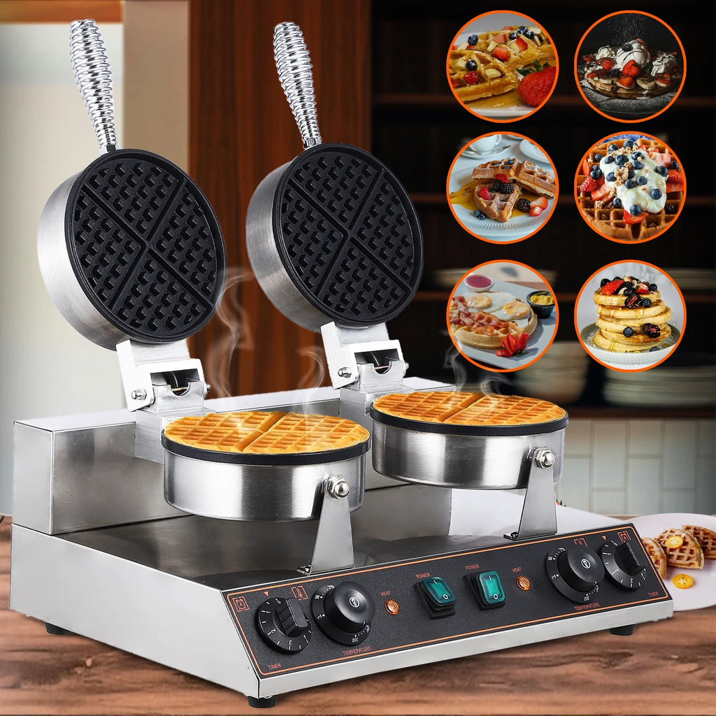 Stainless Steel Double-Ended Waffle Maker with Non-Stick Pan G996690
