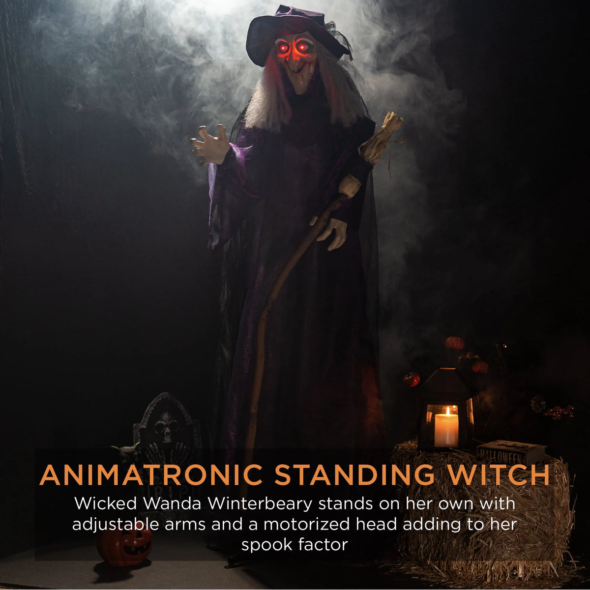 5ft Poseable Halloween Animatronic with LED Eyes W552