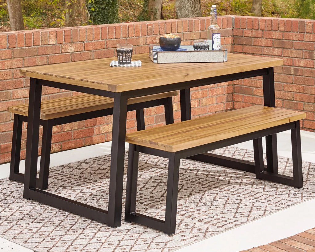 Outdoor Dining Table Set (Set of 3) Brown/Black M531179