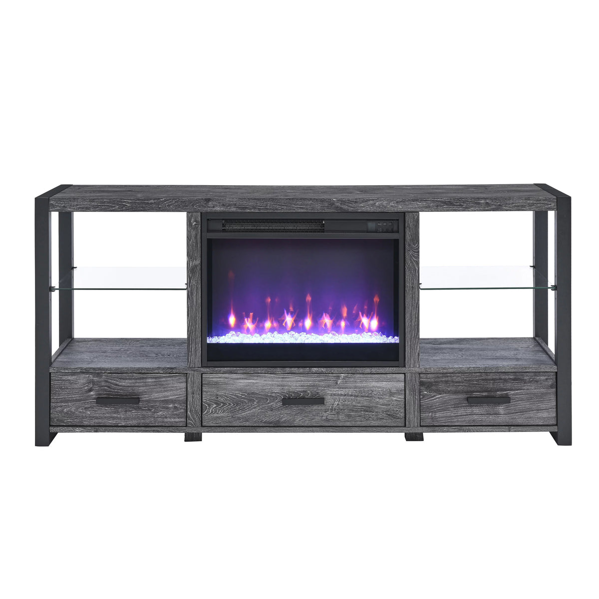 60 Inch Electric Fireplace Media TV Stand with LED Lights Z1639