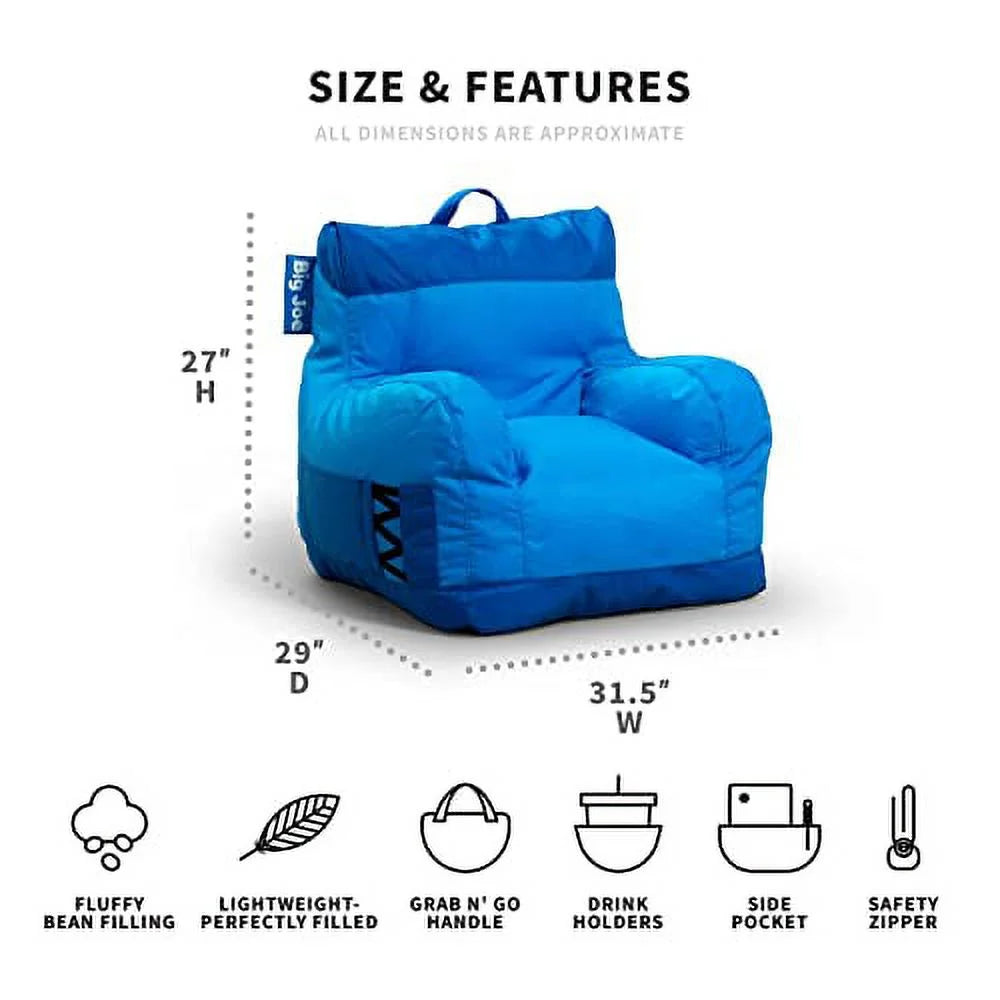 Two Tone Blue Bean Bag Chair with Drink Holder and Pocket E4983