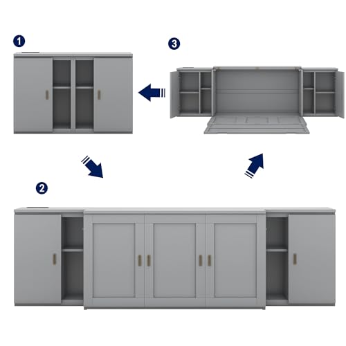 Murphy Bed with Storage Shelves and Drawers V499701