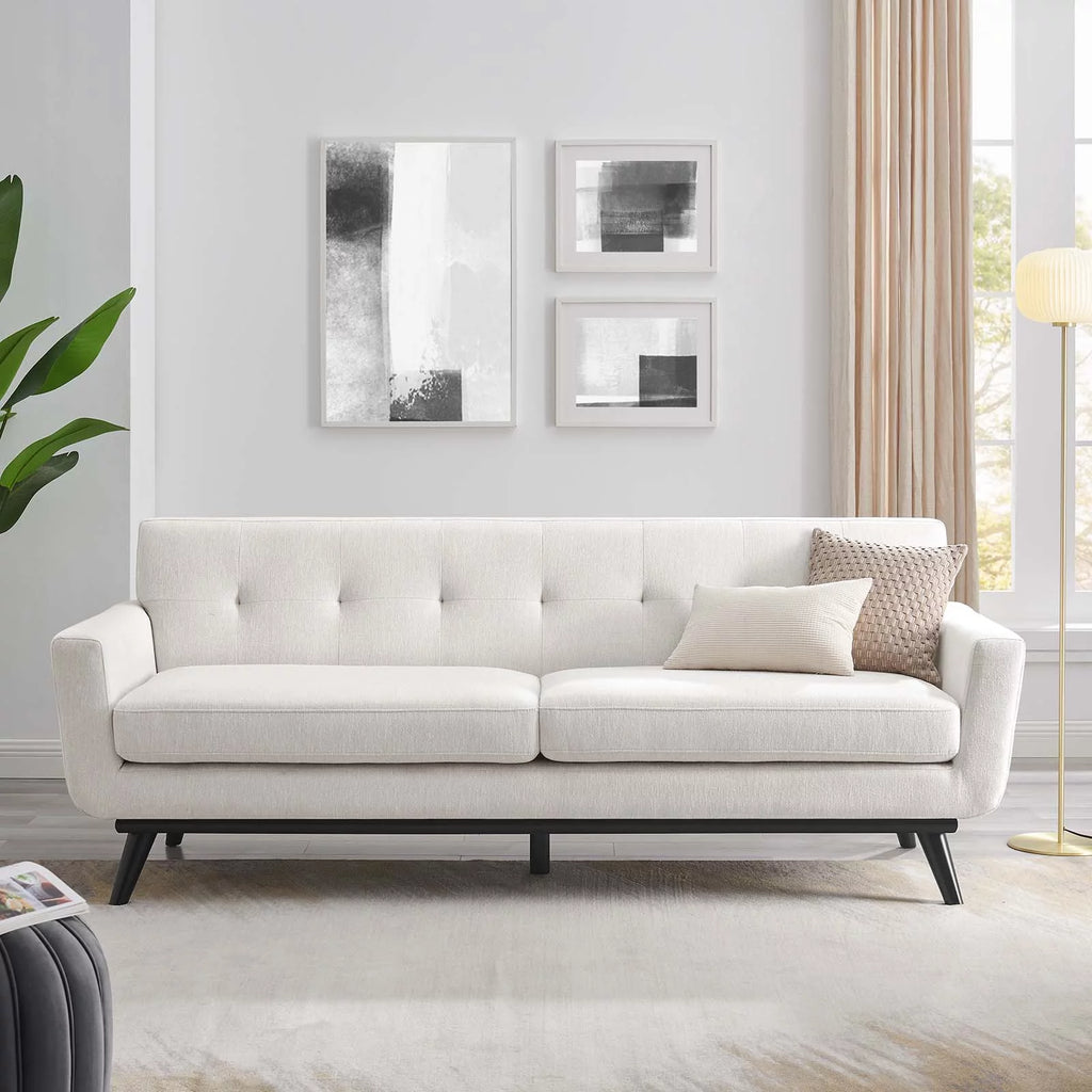 Ivory Herringbone Fabric Sofa C99505