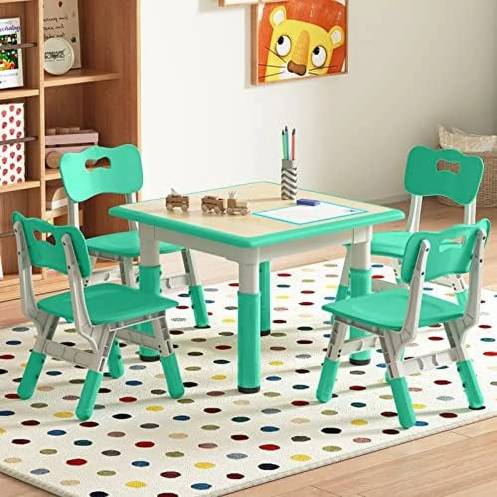 Height Adjustable Toddler Table and 4 Chairs Set J230422